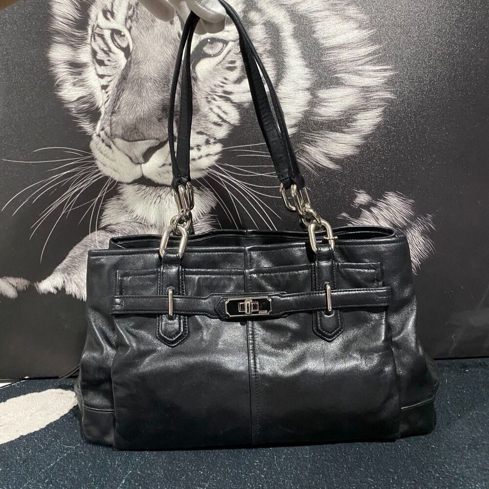 Coach Chelsea Jayden Tote Shoulder Bag Women's Black Leather Double Handle